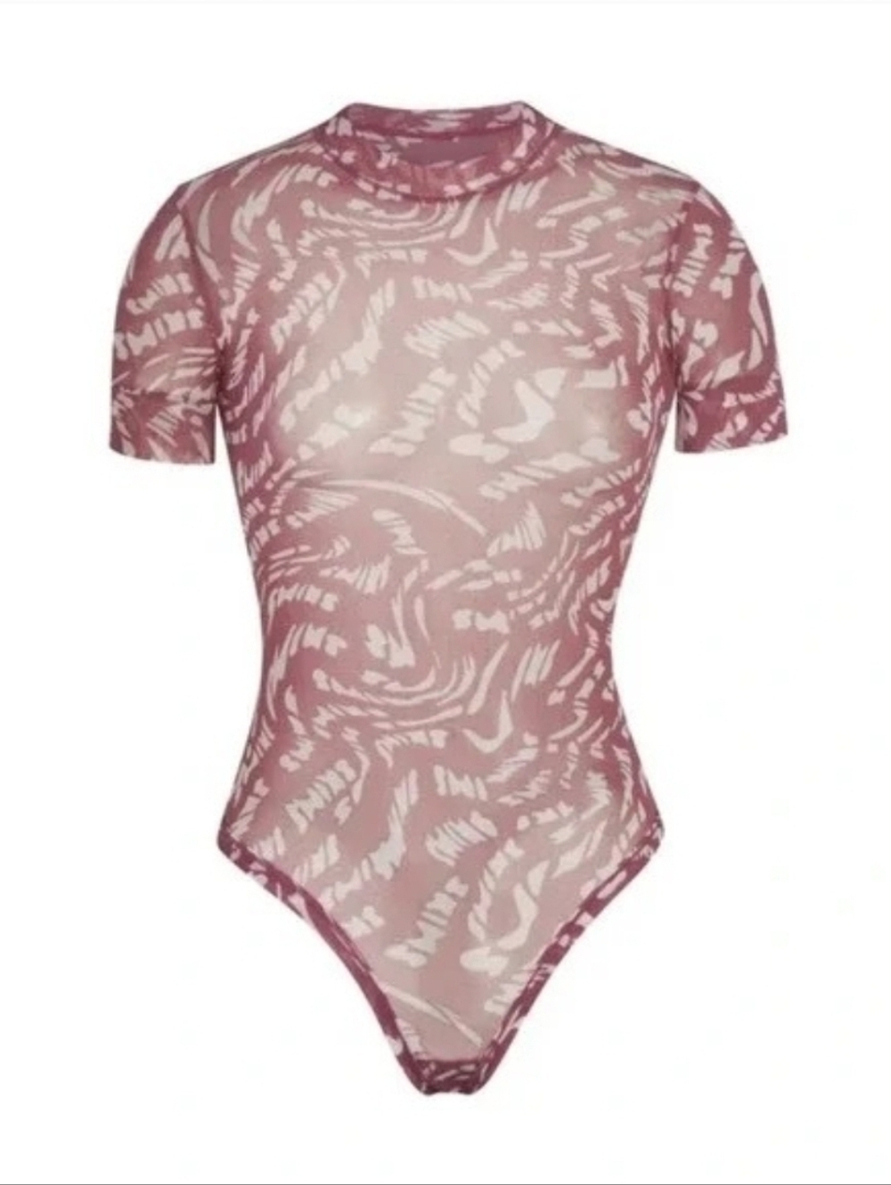 Skims Raspberry Swirl Summer Mesh T-Shirt Bodysuit